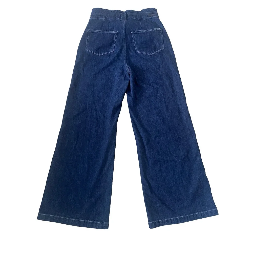 PAIGE Harper Flutter Waistband Baltimore Wide Leg Denim Jeans 29 Preppy Boho‎